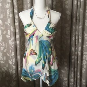 BCBGMAXAZRIA, Multicolored, Halter top used.